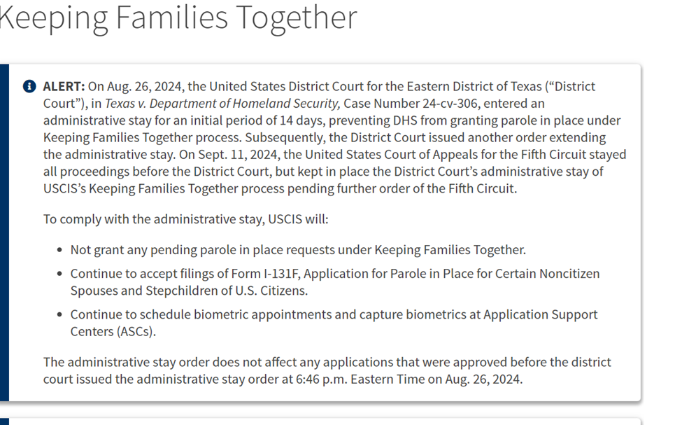 Screenshot of the USCIS website.